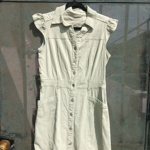 Sleeveless Button-Front Mini Dress in Soft Cream